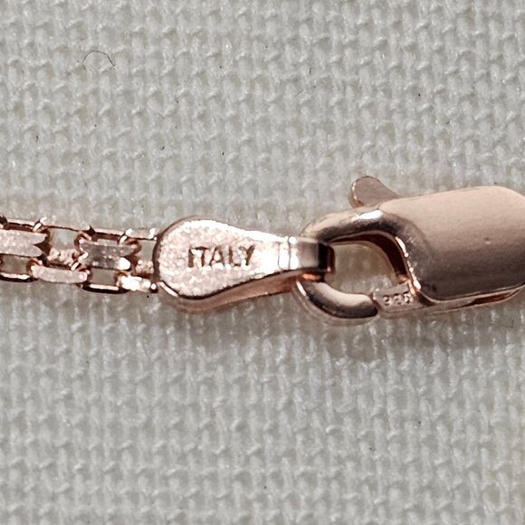 Italian New 925 Sterling Silver Bismark Rose Gold Single Strand Chain Necklace - Picture 5 of 5